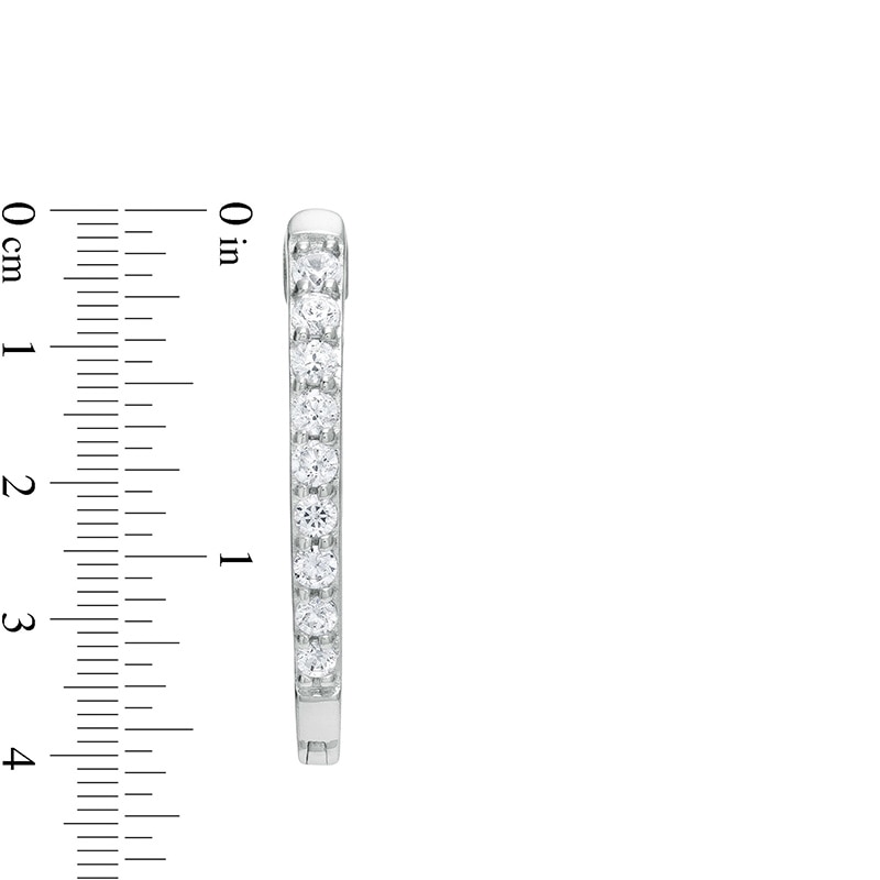 Main Image 2 of Previously Owned - 1/4 CT. T.W. Diamond V-Shaped Hoop Earrings in 10K White Gold