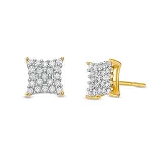 Men's 1 CT. T.W. Certified Cushion-Shaped Lab-Created Multi-Diamond Stud  Earrings in 14K White Gold (F/SI2)
