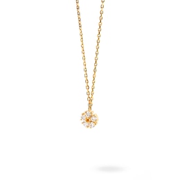 Previously Owned - 1/8 CT. T.W. Lab-Created Diamond Flower Necklace in 14K Gold – 19.5&quot;