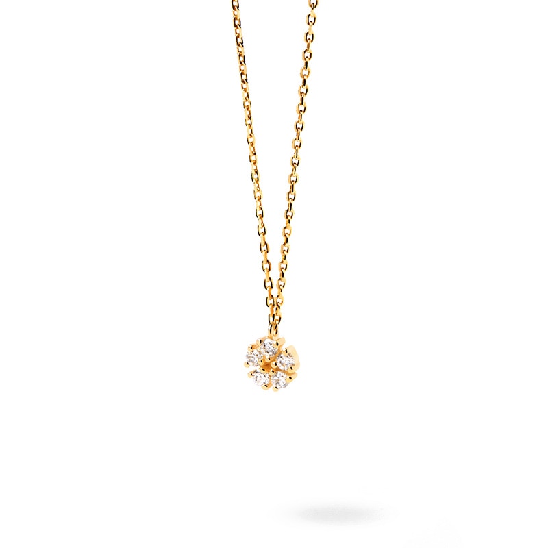 Previously Owned - 1/8 CT. T.W. Lab-Created Diamond Flower Necklace in 14K Gold – 19.5"