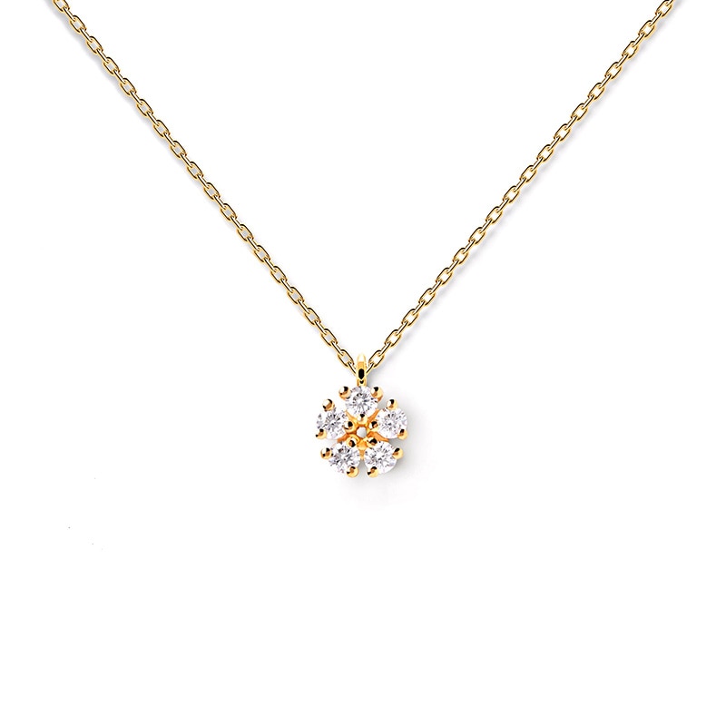 Previously Owned - 1/8 CT. T.W. Lab-Created Diamond Flower Necklace in 14K Gold – 19.5"