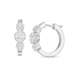 Previously Owned - 1/2 CT. T.W. Multi-Diamond Diamond Three Stone Hoop Earrings in 10K White Gold