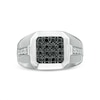 Thumbnail Image 1 of Previously Owned - Men's 1 CT. T.W. Octagonal Black and White Diamond Stepped Edge Ring in Sterling Silver