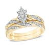 Thumbnail Image 1 of Previously Owned - 1/4 CT. T.W. Marquise Multi-Diamond Diamond Slant Striped Bridal Set in 10K Gold