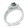 Thumbnail Image 2 of Previously Owned - 1/2 CT. T.W.  Black and White Diamond Three Stone Bridal Set in 10K White Gold