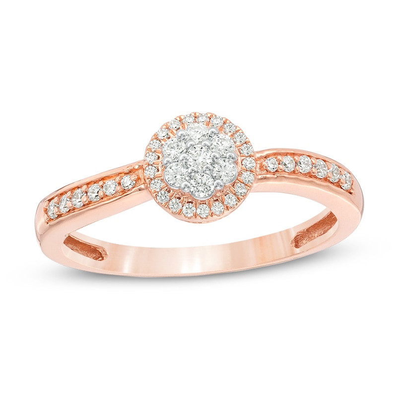 Main Image 1 of Previously Owned - 1/4 CT. T.W. Multi-Diamond Diamond Frame Promise Ring in 10K Rose Gold