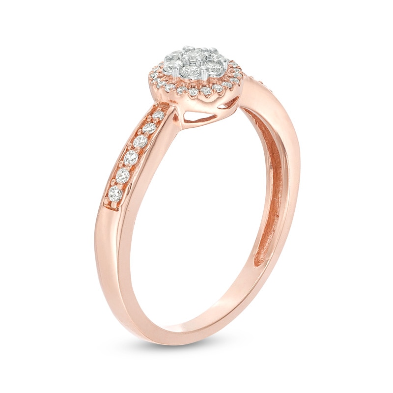 Main Image 2 of Previously Owned - 1/4 CT. T.W. Multi-Diamond Diamond Frame Promise Ring in 10K Rose Gold