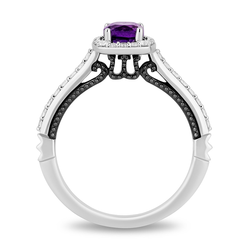 Main Image 3 of Previously Owned - Enchanted Disney Villains Ursula Amethyst and 1/3 CT. T.W. Diamond Frame Ring in 14K White Gold