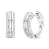 Thumbnail Image 1 of Previously Owned - Marilyn Monroe™ Collection 3/4 CT. T.W. Multi-Diamond Edge Huggie Hoop Earrings in 10K White Gold